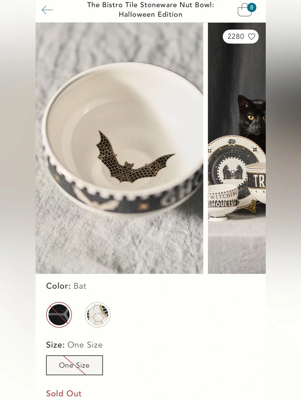 Anthropologie Ghoulish Ceramic Pedestal Bowl in Black, White & Gold